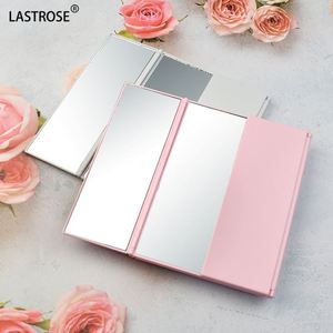 High Quality ABS Plastic Tri-fold <b>Makeup</b> Mirror Private Label Portable Travel Foldable <b>Vanity</b> Mirror With Stand - Product Image 1