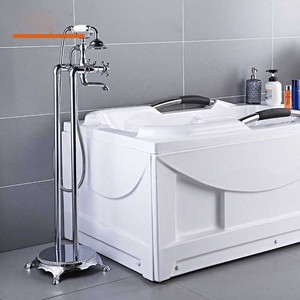 Robinet <span class=keywords><strong>de</strong></span> baignoire au sol en laiton américain avec becs séparés pour eau froide et eau chaude Robinet <span class=keywords><strong>de</strong></span> douche à trois voies avec <span class=keywords><strong>colonne</strong></span> - Product Image 4