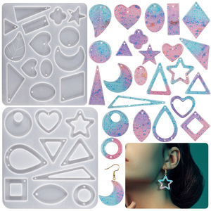 Arbre feuille amour boucles d'oreilles <span class=keywords><strong>Silicone</strong></span> <span class=keywords><strong>moule</strong></span> UV résine époxy géométrique pendentif porte-clés coulée <span class=keywords><strong>moule</strong></span> bricolage artisanat <span class=keywords><strong>bijoux</strong></span> faisant des outils - Product Image 3