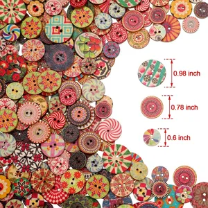 100pcs 20mm Vintage Wooden Buttons 2 Holes Mixed Wooden Buttons For Clothes Sewing Craft Buttons