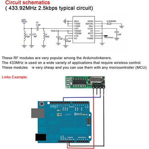 433MHz <b>Wireless</b> RF <b>Transmitter</b> and Receiver Module with Antenna, ASK Remote Control DIY Kit For Arduino Projects - Product Image 6