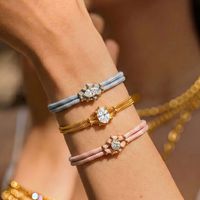 Bracelet en acier inoxydable tressé double brin couleur macaron, zircons multi-coupés, fermoir réglable, chaîne serpent double couche