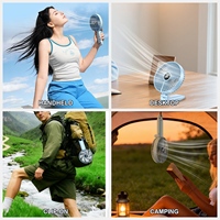 Ventilateur portable grand format à 7 pales, pliable avec mousqueton, rechargeable USB 3600mAh, vent puissant, idéal pour l'extérieur et l'hôtel