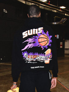 Mỹ cao đường phố in bóng rổ hợp thời trang thương hiệu cà ri James lỏng trùm đầu lông cừu Áo vài mùa thu mùa đông 100% cotton - Product Image 2