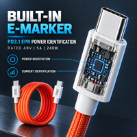 Câble de charge rapide USB-C vers USB-C 240W PD3.1 EPR 48V 5A avec E-Marker, tressé en nylon – Fournisseur