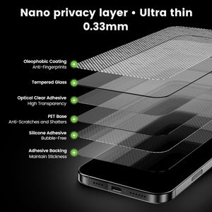 Protection d'écran de confidentialité en verre trempé 9H anti-espion personnalisée pour iPhone 18 17 16 15 Pro Max – Accessoires de téléphone portable sur mesure - Product Image 4