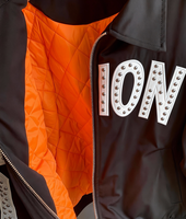 Blouson Homme à Points Cloutés et Lettres, Zippé, Col Rabattable, Doublure Polaire Réversible, Hiver, Décontracté, Streetwear, OEM