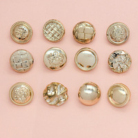 Kancing Logam Vintage Emas Perak 14MM hingga 25MM dengan Motif Lingkaran Timbul untuk Pakaian, Kancing Jahit Logam