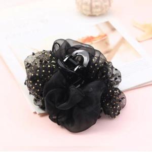 Korean-style ethereal cloud polka dot hair <b>clip</b> with color blocking <b>bow</b> and mesh, a shark <b>clip</b> for women, exuding elegance. - Product Image 2