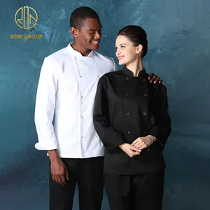 도매 식당 호텔 레스토랑 요리 화이트 패브릭 주방 femalle 긴 소매 유니폼 저렴한 요리사 의류 코트 재킷