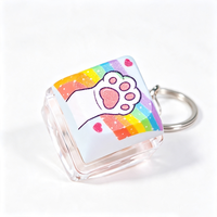 Custom Anime Sound Keyboard Keychain Cute Cartoon Acrylic Fidget Keycap Clicker Decompression Toy for Stress Relief Plastic Gift