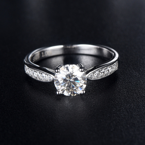Venta al por mayor anillo precio grado <span class=keywords><strong>E</strong></span> oro blanco <span class=keywords><strong>Moissanite</strong></span> anillo - Product Image 2