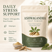 Poudre de Withania Somnifera Premium, Racine d'Ashwagandha Biologique pour l'Équilibre du Cortisol et le Soutien de la Vitalité, OEM