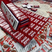 Jeu de Mahjong Américain Thème Cola Vintage en Acrylique avec Pions Design Bouchon de Bouteille Ours Polaire – Cadeau Idéal pour Soirée Jeu