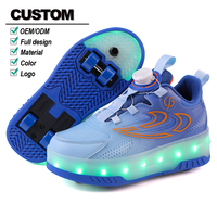Chaussures de roller à 4 roues pour enfants avec lumières LED, semelle intermédiaire en EVA et semelle extérieure en TPR, tige en Lycra, pour usage extérieur, garçons et filles, chaussures de sport