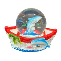 Usine Logo Personnalisé Résine Océan Plage Animal Globe D'eau Lézard Dauphins Dodo Maurice Maldives Bahamas Souvenir Boule À Neige