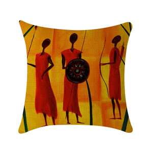 Lukisan minyak tradisional seni Afrika Wanita cetak Linen ukuran standar ruang tamu dekoratif sarung bantal untuk kursi Sofa - Product Image 2