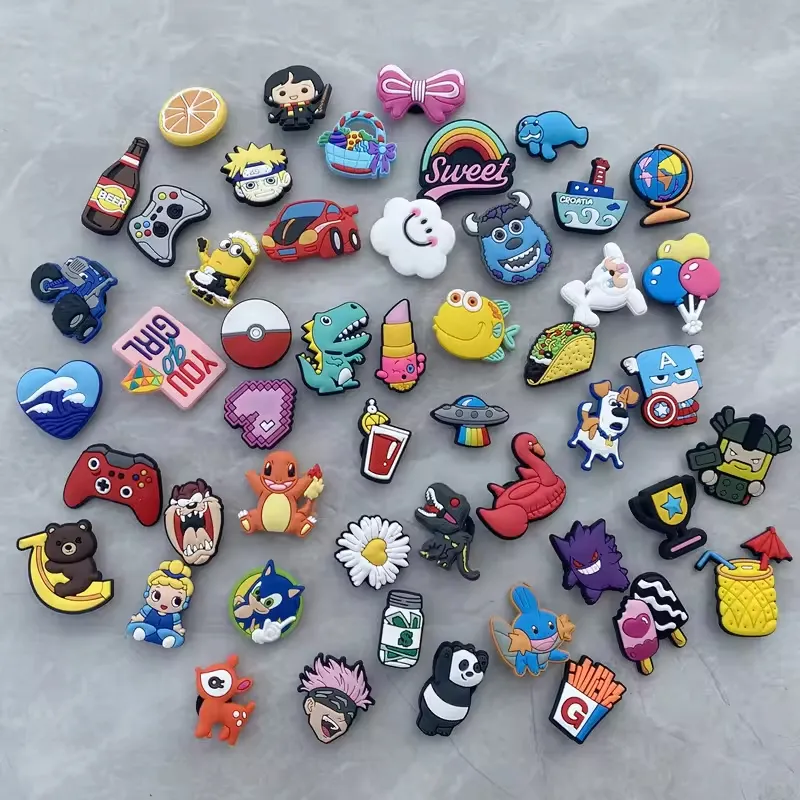Random Promotion Style 1000 Assorted Designs Available Promotional Shoes Decoration Charms Soft Rubber Shoe Charms For Clogs