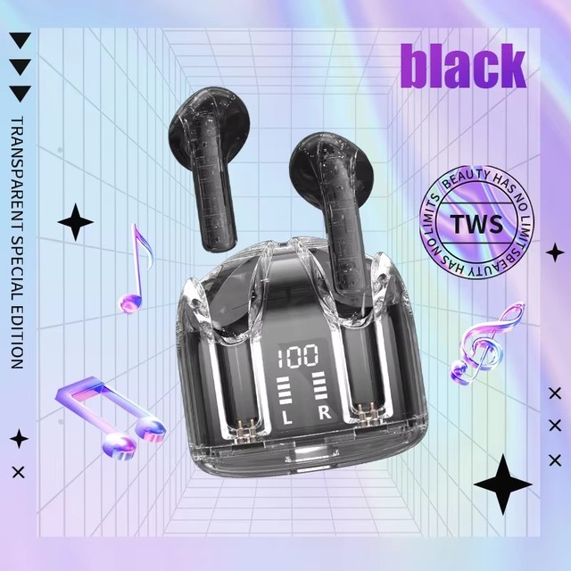 TWS Wireless Earbuds Transparent Shell with Digital Display ENC Noise Canceling Headphones Bluetooth 5.3 Sport Earphones