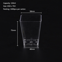 Gobelet carré trapézoïdal en plastique PS de qualité alimentaire personnalisable, 160 ml, 5 oz, gobelet à dessert jetable pour mousse, usage commercial pour la pâtisserie