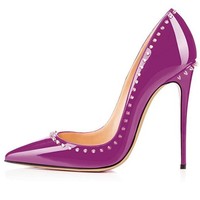 Escarpins à talons aiguilles pointus à clous, dégradé rouge et noir, grande taille 46, chaussures sexy pour femmes