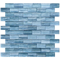 Mosaïque de verre pour piscine, bleu brillant, 12x12'', montée sur grille, pour éléments aquatiques