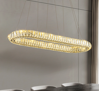 Lustre suspendu moderne en cristal LED, style contemporain, pour salle à manger, en acier inoxydable, lampe suspendue de luxe pour intérieur, blanc chaud