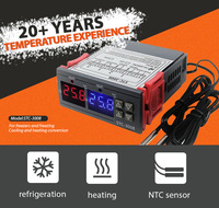Contrôleur de température numérique double Vitech STC-3008 NTC avec écran LCD, thermostat réglable pour incubateur, indice de protection IP68