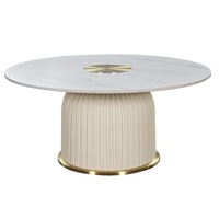 Ensemble de table basse nordique moderne avec plateau en pierre frittée, finition en cuir synthétique et base en métal pour la maison