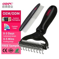 Brosse professionnelle pour animaux de compagnie et ensemble de peignes en acier inoxydable, râteau double face pour le sous-ventre des chiens et des chats à poils longs