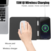 Tapis de souris sans fil magnétique pliable 3-en-1 portable avec tablette d'écriture LCD, chargeur de voyage 15W avec support pour téléphone