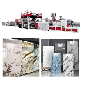 Machine d'extrusion à double vis <span class=keywords><strong>pour</strong></span> panneaux et <span class=keywords><strong>profil</strong></span>és muraux multifonctionnels en <span class=keywords><strong>PVC</strong></span> WPC effet marbre brillant UV 1220*2440mm*3mm - Product Image 1