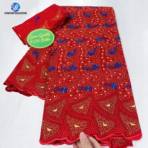 Sinya New Design Cotton And Scarf Matching High Quality Swiss Voile Lace With Stones Party Women Dress