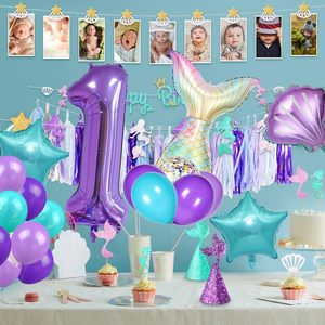 Decoraciones <span class=keywords><strong>de</strong></span> Cumpleaños <span class=keywords><strong>de</strong></span> Sirena, Juego <span class=keywords><strong>de</strong></span> Globos con Cola <span class=keywords><strong>de</strong></span> Sirena, Concha, Estrella, Globos <span class=keywords><strong>de</strong></span> Látex y Globo <span class=keywords><strong>de</strong></span> Número Metalizado para Cumpleaños - Product Image 5