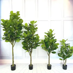 Simulated Flourish Leaves And Strong Stems Nordic Style Ficus Lyrata Faux Tree Large Plastic Artificial Plant Trees
