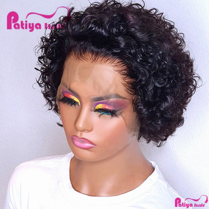 Peluca rizada Pixie <span class=keywords><strong>con</strong></span> pelo de bebé nudos blanqueados 13x1 <span class=keywords><strong>pelucas</strong></span> rizadas cortas frontales de encaje estilo Bob Perruque <span class=keywords><strong>pelucas</strong></span> de cabello humano <span class=keywords><strong>con</strong></span> corte Pixie - Product Image 3