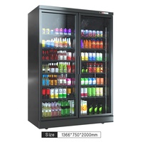 Congélateurs Commerciaux de Supermarché en Promotion, Vitrine Réfrigérée avec Porte Vitrée, Refroidissement par Air, 3 Portes, Contrôle Numérique de la Température