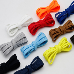 Lacets plats personnalisés de 8 mm, couleur unie, en polyester et coton, double couche, pour baskets, skateboard et chaussures décontractées, vente en gros - Product Image 3
