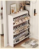 Nuevo Diseño 2026: Mueble Zapatero Ultrafino Estilo Crema Minimalista con Tapa Abatible, Organizador Estrecho para Entrada y Pasillo de Apartamentos