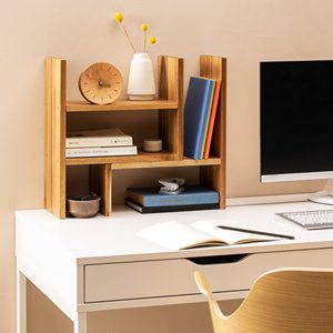 ชั้นวางของอะคาเซียสำหรับโต๊ะทำงานแบบขายส่ง, ชั้นวางของตั้งโต๊ะไม้, ชั้นวางของอะคาเซียสำหรับจัดระเบียบโต๊ะทำงาน - Product Image 5