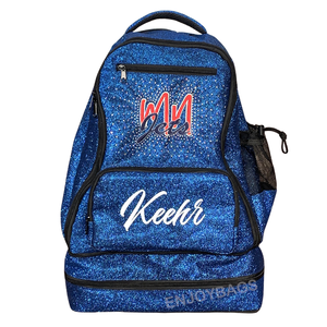 皇家蓝色啦啦队背包，带标志和名称定制啦啦队俱乐部和舞蹈工作室包女孩蓝色舞蹈背包 - Product Image 4