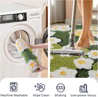 Karpet Bulu Halus Modern Motif Bunga Liar dari Bahan Microfiber, Ramah Lingkungan, Ramah Hewan Peliharaan, Anti-Selip untuk Kamar Tidur dan Kamar Mandi