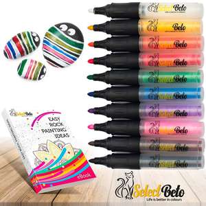 Marqueurs de peinture acrylique, stylos de peinture artistique pour dessiner sur les pierres, projets de bricolage pour œufs de Pâques - Product Image 1