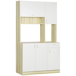 HOMCOM-Armario de cocina de 4 puertas con 3 armarios, cajón y tablero de aglomerado, 102x48x180 cm - Product Image 1