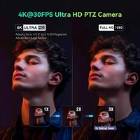 Caméra PTZ 4K à suivi automatique IA avec zoom optique 3X et kit microphone de conférence Bluetooth pour réunions Zoom et Teams