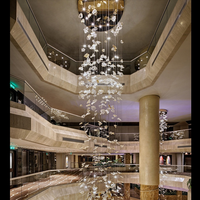 Lustre en cristal, luminaire suspendu, feuille d'érable en verre, long luminaire d'escalier, lustre pour salle de réunion, salle à manger