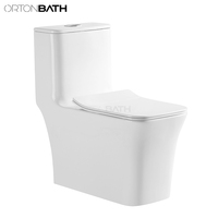 ORTONBATH Toilette puissante à double chasse d'eau 4/6L design moderne, articles sanitaires de salle de bain en céramique, piège en S, 300mm, 4/6L