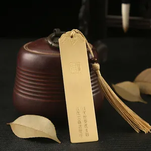 Marcapáginas personalizado, marcador de Metal de latón, con borla en blanco chapada en oro, Iqra