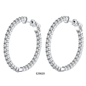 Thời Trang Sáng Bóng CZ Bông Tai Hoop Lớn Cho Phụ Nữ Vòng Tròn Bông Tai Hoop Trang Sức - Product Image 1