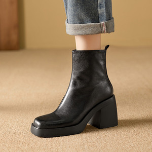 Chaussure unique artisanale en cuir véritable, style rétro, à bout rond, avec grande boucle de ceinture, imperméable, à semelle souple, antidérapante et durable - Product Image 6